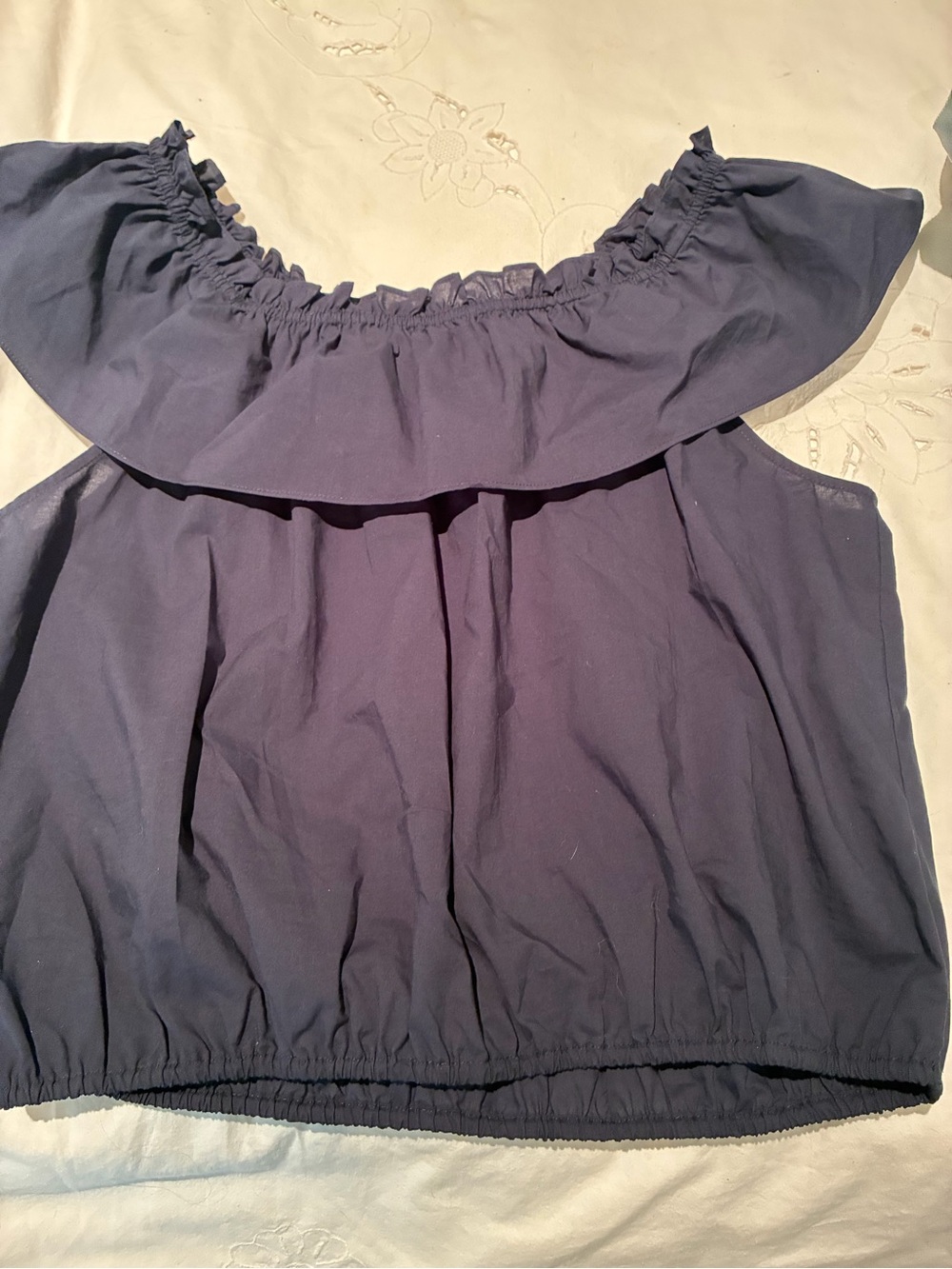 Ramy Brook Navy Off-Shoulder Ruffle top - Picture 2 of 3